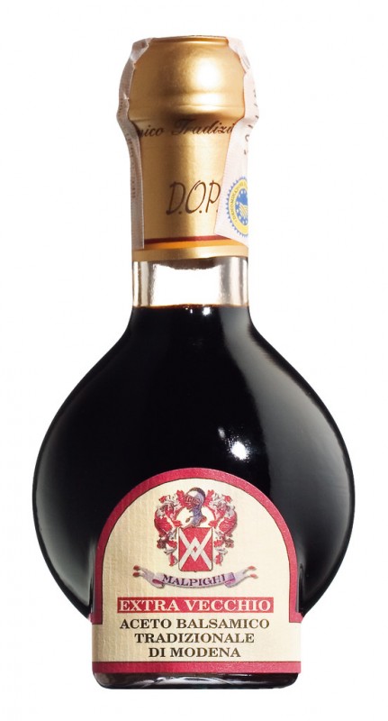 Aceto Balsamico Tradizionale DOP / DOP, Extravecchio, 25 anos, caja de regalo, Malpighi - 100ml - Botella