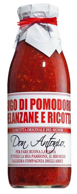 Sugo alla melanzane e ricotta, salsa de tomate con berenjenas y ricotta, Don Antonio - 480ml - Botella