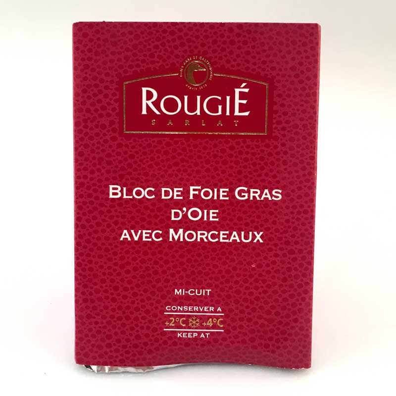 Blok hati angsa, dengan kepingan, foie gras, trapeze, separa terawet, rougie - 180g - cangkerang PE Blok hati angsa, dengan kepingan, foie gras, trapeze, separa terawet, rougie - 180g - cangkerang PE