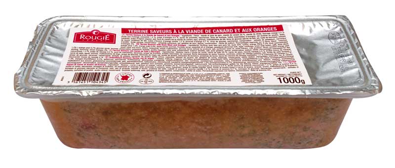 Terrina de carne de pato, com laranja, rougie - 1 kg - Casca