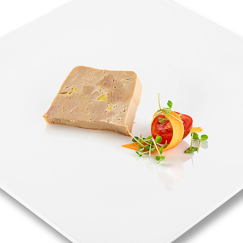 Bloc de fetge d`anec, amb trossos, trapezoidal, semiconservat, foie gras, rougie - 180 g - Carcassa de PE