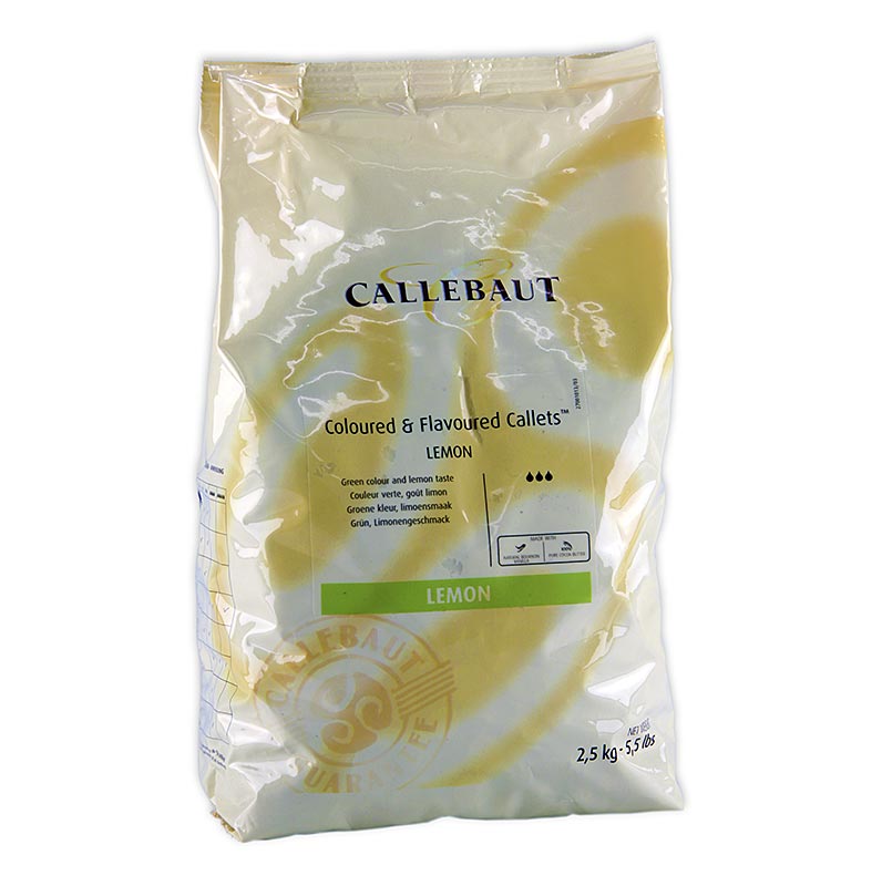 Smaksatt dekorativ massa - Lemon, Barry Callebaut, Callets - 2,5 kg - vaska