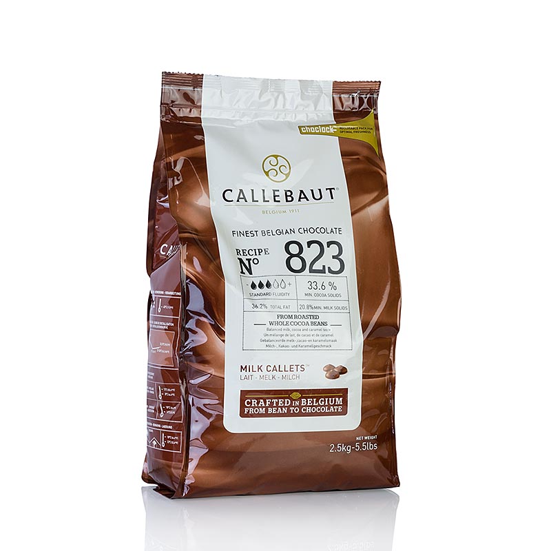Callebaut Couverture Callets leite integral, 33,6% cacau (823NV) - 2,5kg - bolsa