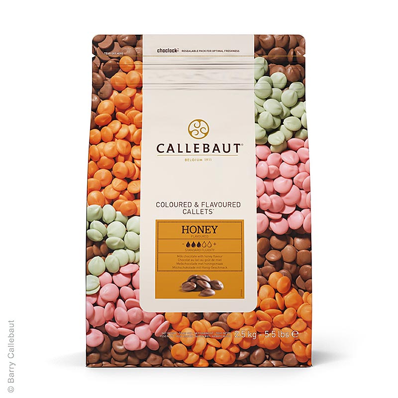 Leite integral com mel Callebaut Callets, 32,8% cacau - 2,5kg - bolsa