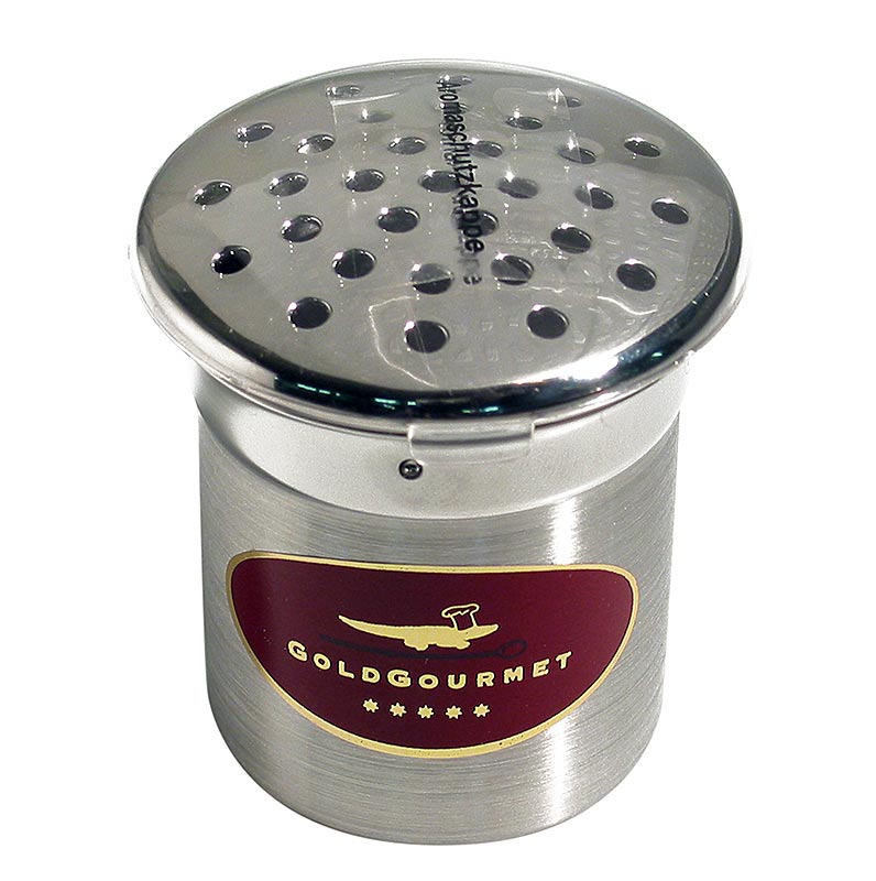 Or - agitador d`acer inoxidable per a flocs de fulla d`or, Ø 5cm / 6cm d`alcada, sense contingut - 1 peca - Caixa Or - agitador d`acer inoxidable per a flocs de fulla d`or, Ø 5cm / 6cm d`alcada, sense contingut - 1 peca - Caixa