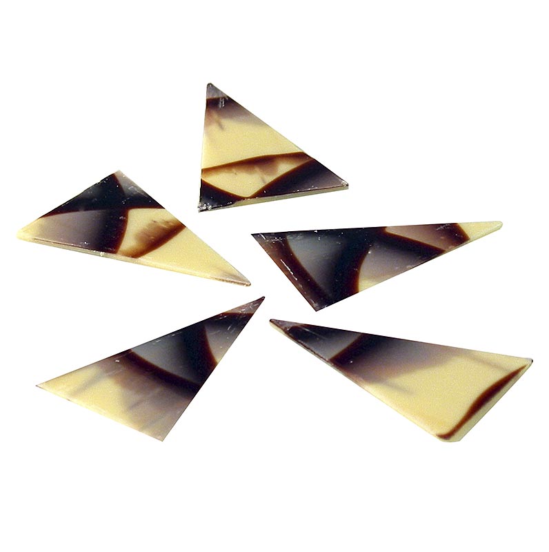 Topper decorativo Diablo (ex Jura) - triangolo, cioccolato bianco / fondente, 35 x 55 mm - 585 g, 280 pezzi - Cartone