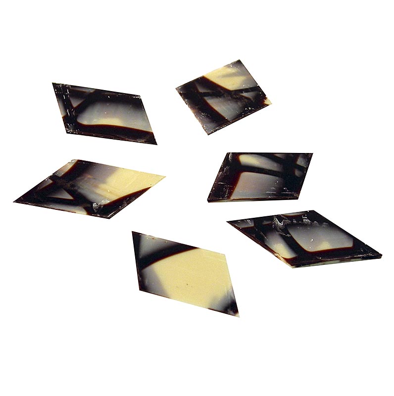 Topper decoratiu Jura Rhombus - diamant, xocolata blanca / negra, 40 x 60 mm - 770 g, 360 peces - Cartro