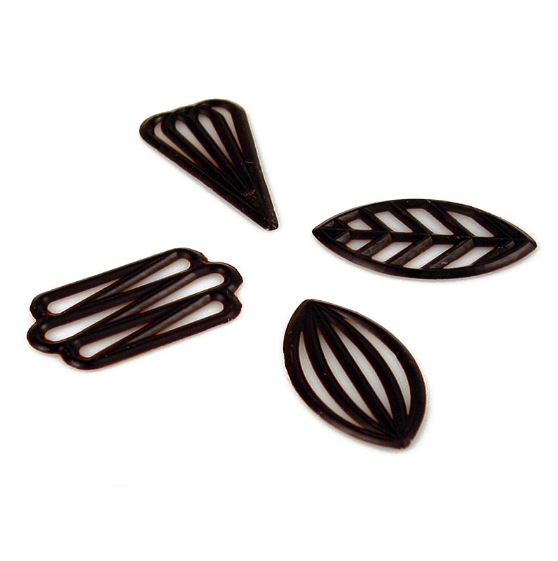 Filigree Grand Decor - 4 tipos mixtos, chocolate negro, 60 mm - 490 g, aproximadamente 260 piezas - Cartulina