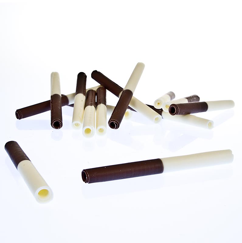 Cigarros de chocolate - Duo Gaughin, leite integral / chocolate branco, 8,5cm de comprimento - 700g, 140 pecas - Cartao