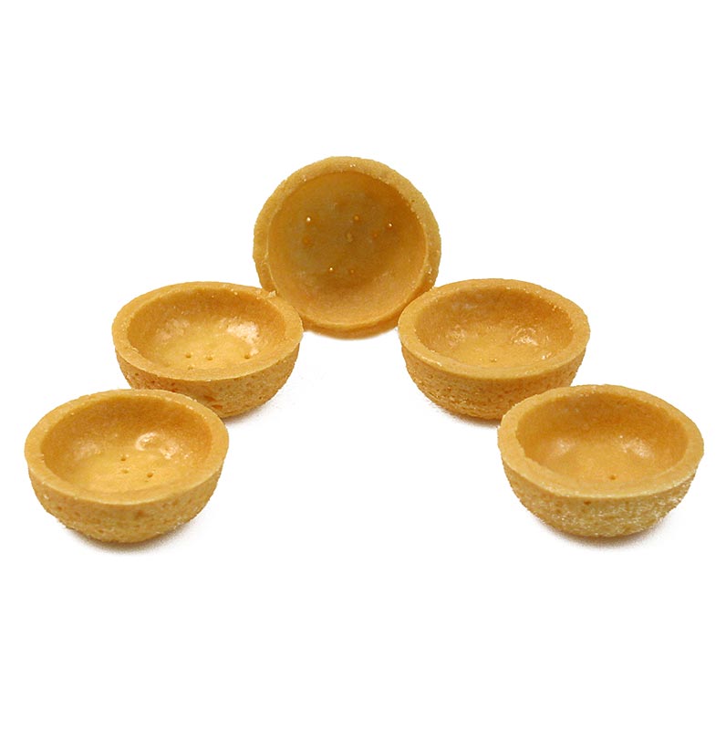 Mini tartaletas de postre, redondas, Ø 3,8 cm, Al. 1,8 cm, masa quebrada - 1,19 kg, 270 piezas - Cartulina