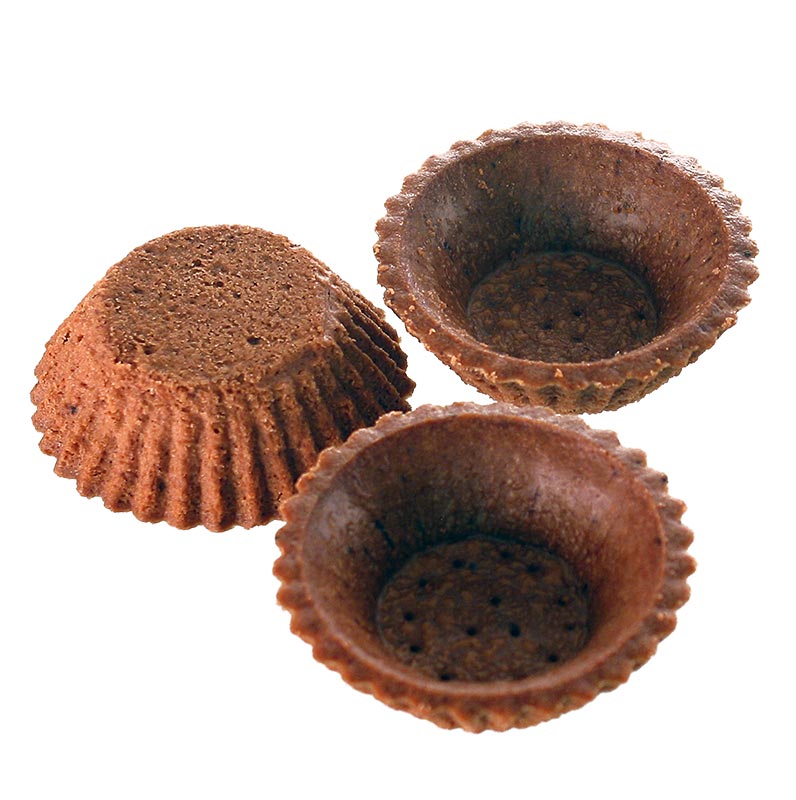 Tartaletas de postre, redondas, Ø 6 cm, Al. 2 cm, masa quebrada de chocolate - 2,98 kg, 210 piezas - Cartulina