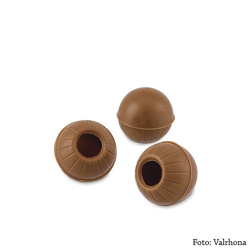 Bolas ocas de trufa, chocolate ao leite, Ø 25 mm, Valrhona - 1,3 kg, 504 pecas - Cartao Bolas ocas de trufa, chocolate ao leite, Ø 25 mm, Valrhona - 1,3 kg, 504 pecas - Cartao