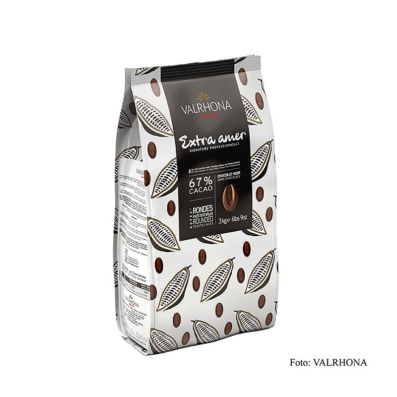 Valrhona Extra Amer, Bitter Couverture as callets, 67% kako - 3 kg - taska