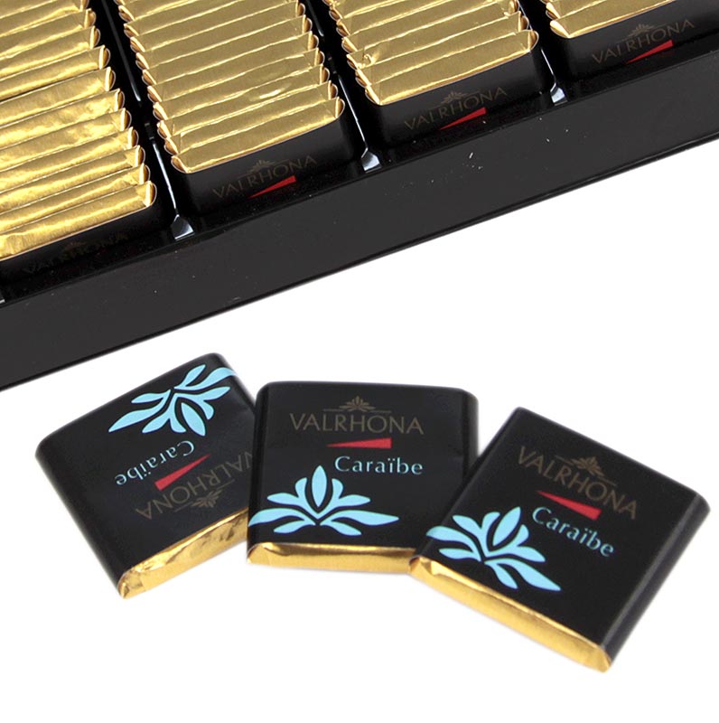 Valrhona Carre Caraibe - barras de chocolate amargo, 66% cacau - 1kg, 200x5g - caixa