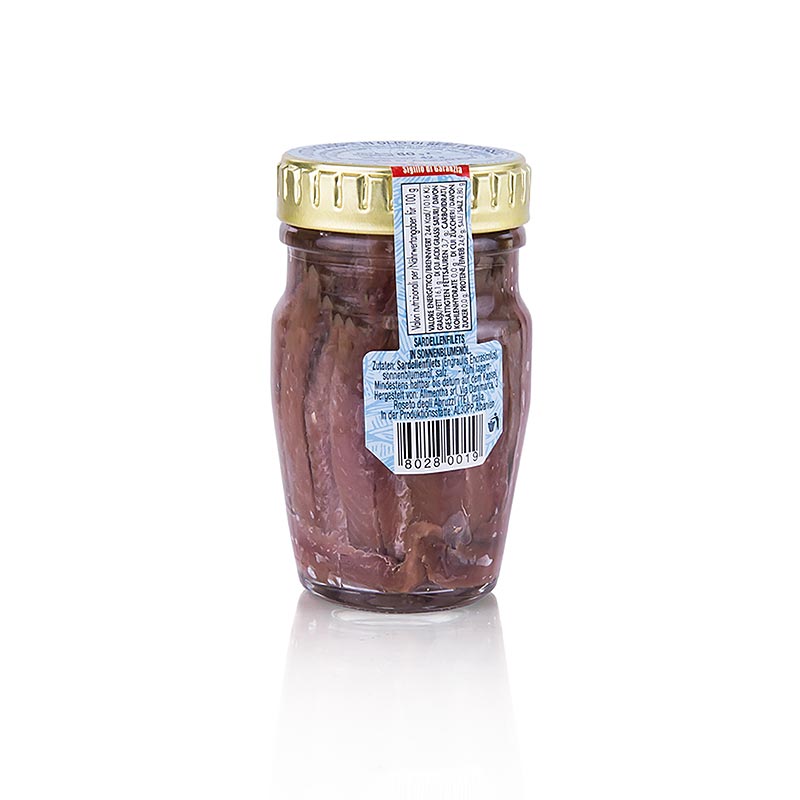 Filetes de anchova, vermelha, em oleo de girassol - 80g - Vidro