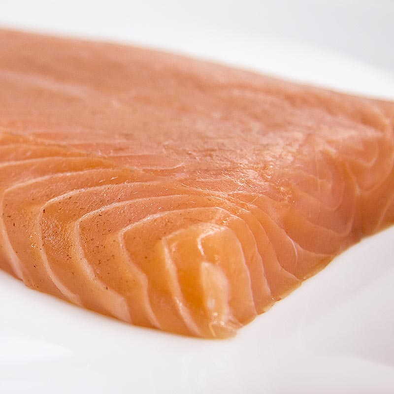 Filete de salmon ahumado escoces, corto y ancho, sin cortar - aproximadamente 400 gramos - vacio