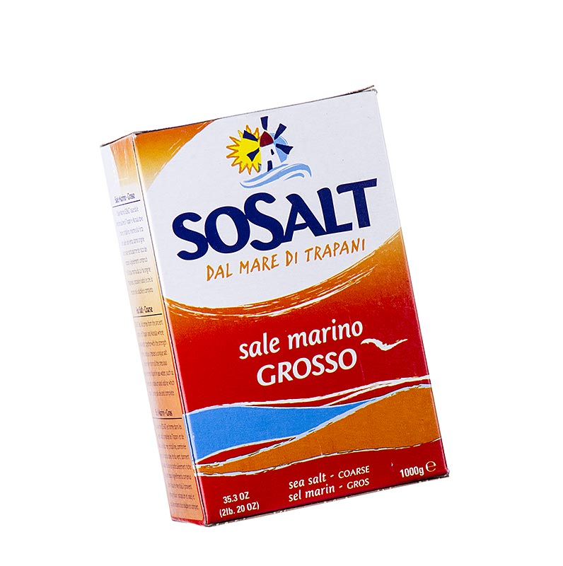 Sjavarsalt, groft, thurrt, Italia - 1 kg - pakka