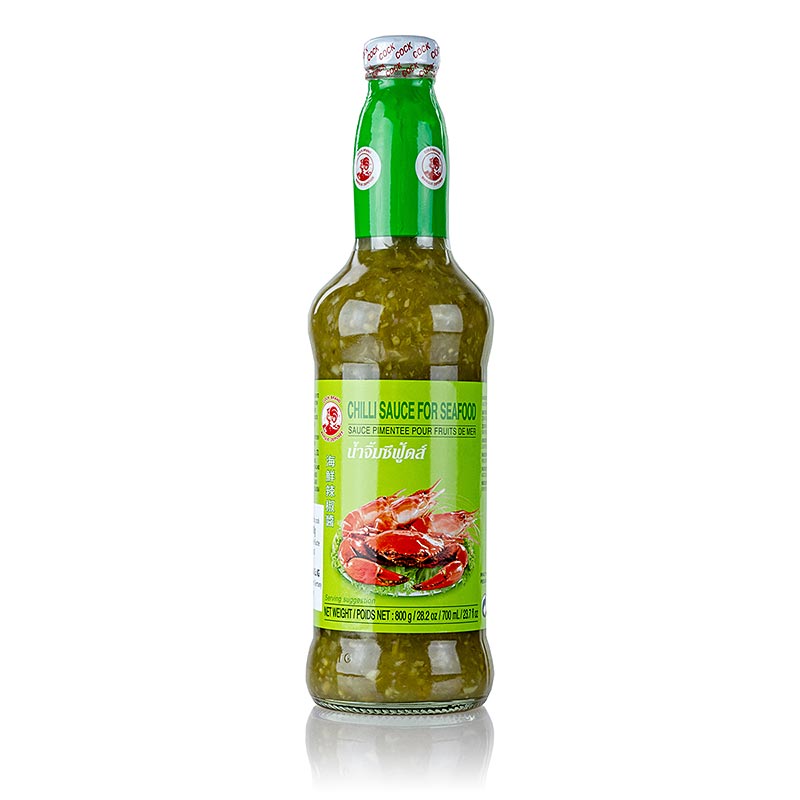 Chilisaus for sjoemat, groenn, hanemerke - 700 ml - Flaske
