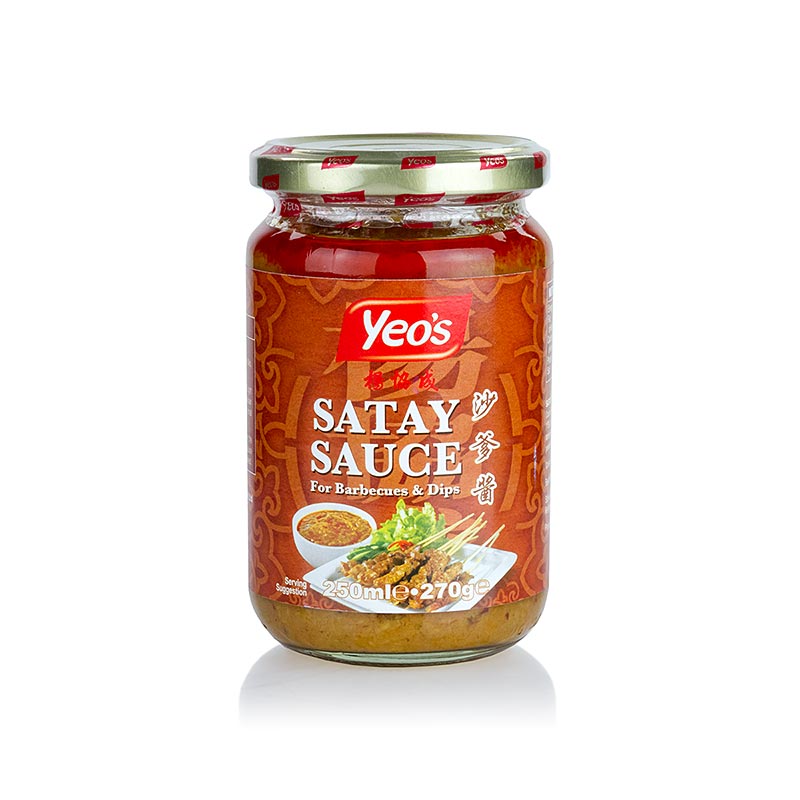 Salsa de mani satay, para brochetas de satay, Yeo`s - 250ml - Vaso