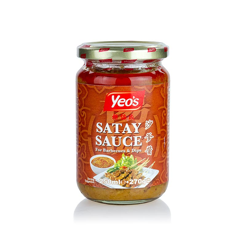 Satay-maapahkinakastike, satay-vartaat, Yeo`s - 250 ml - Lasi