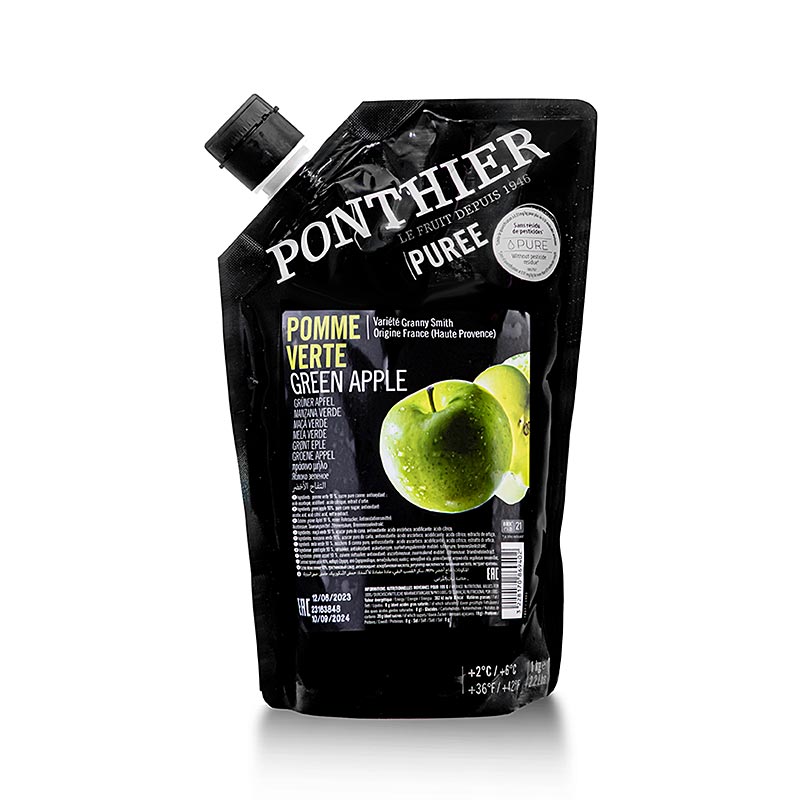 Puree green apple, 13% sugar, Ponthier - 1 kg - bag