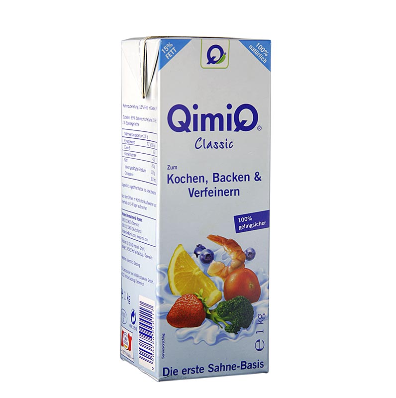 QimiQ Classic Natural, ruoanlaittoon, leivontaan, jalostukseen, 15% rasvaa - 1 kg - Tetra