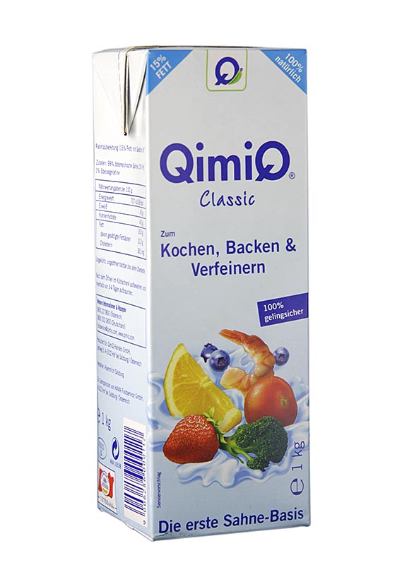QimiQ Classic Natural, ruoanlaittoon, leivontaan, jalostukseen, 15% rasvaa - 1 kg - Tetra