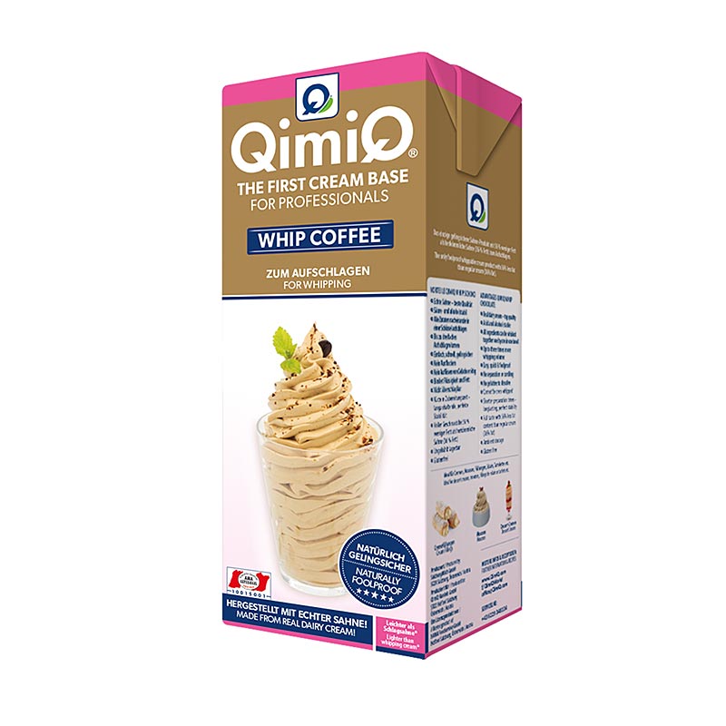 QimiQ Whip cafe, postre de crema batida fria, 16% de grasa - 1 kg - tetra