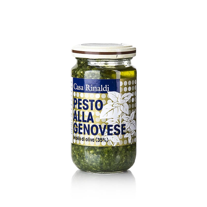 Pesto alla Genovese, saus basil dengan minyak zaitun extra virgin, Casa Rinaldi - 180 gram - Kaca
