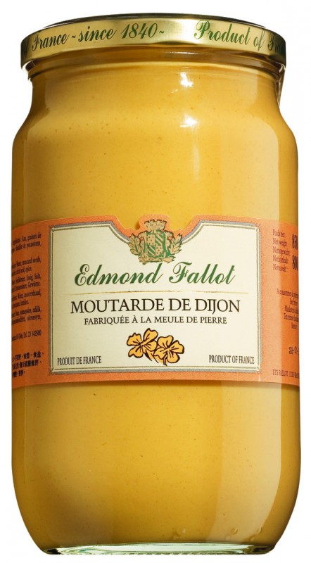 Moutarde de Dijon, Dijonsenap klassisk het, Fallot, 850 g, Glas