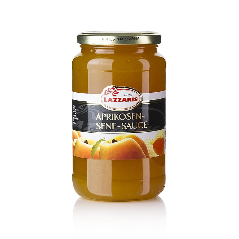 Lazzaris - salsa senape all`albicocca, alla ticinese - 750 g - Bicchiere