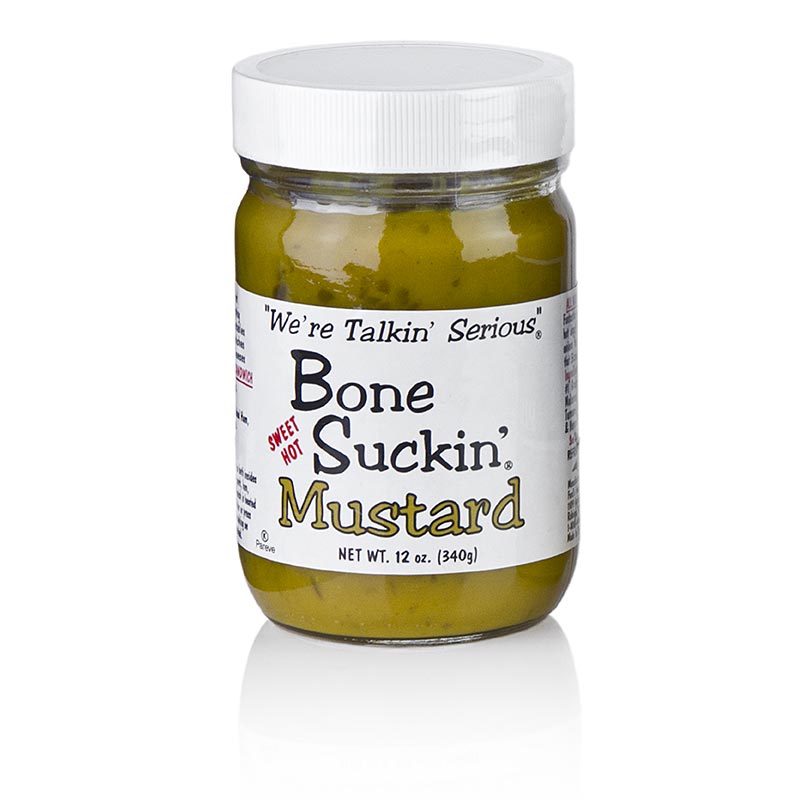 Bone Suckin` Mustard Sweet and Hot, senape BBQ, Ford`s Food - 325 ml - Bicchiere