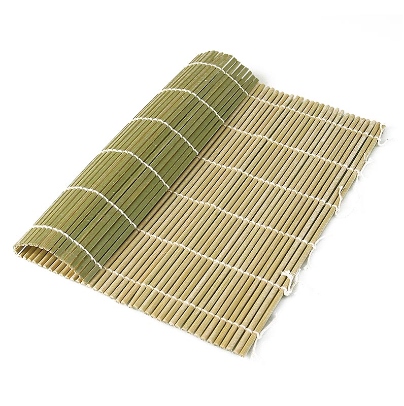 Estera de bambu para hacer sushi, verde, 27 x 26,5 cm, palitos planos - 1 pieza - frustrar