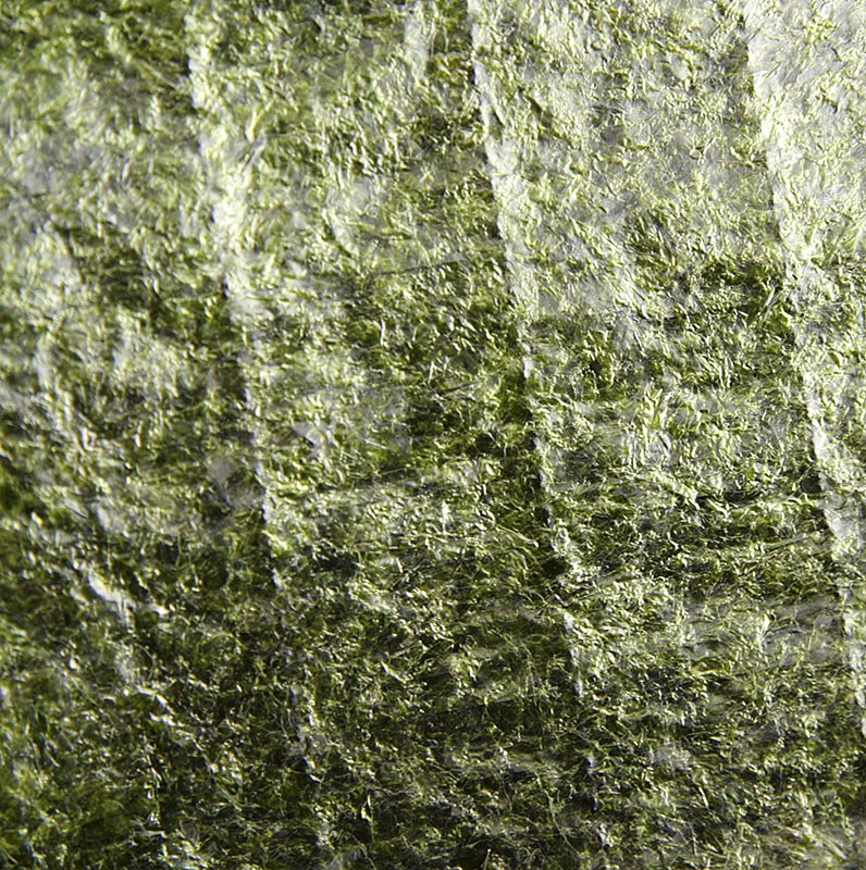 Yakinori mezza misura, foglie di alghe essiccate, arrostite, dorate - 125 g, 100 fogli - borsa
