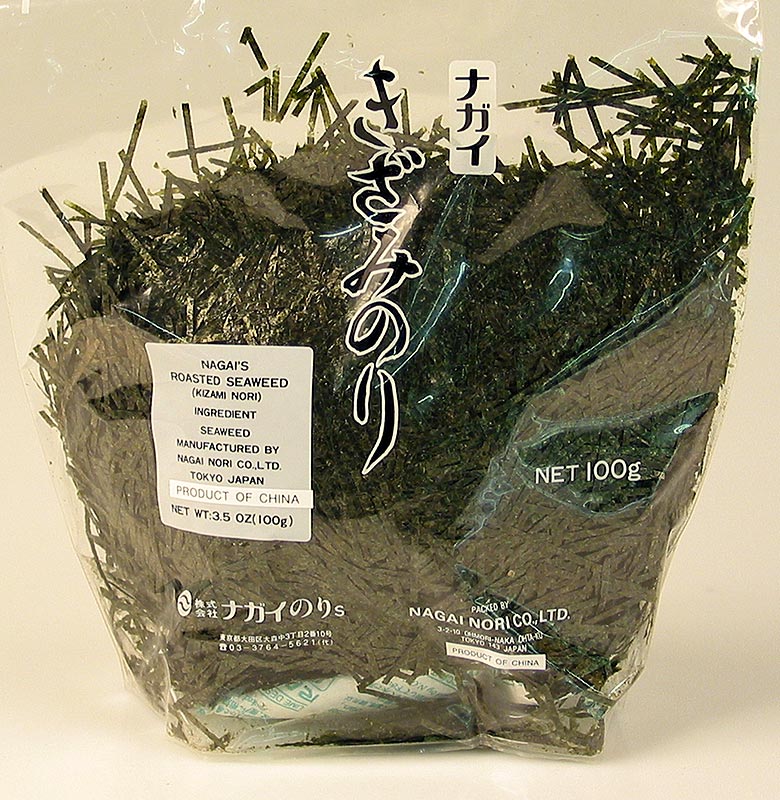 Alga Nori - Kizami Nori, finamente cortada em tiras - 100g - bolsa