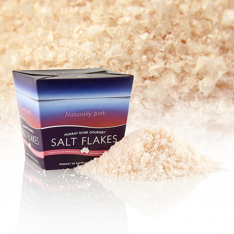 Murray River Salt - flocos de sal rosa, flocos de sal de salmoura rosa, da Australia - 250g - caixa