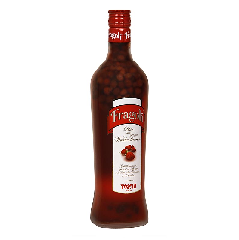 Toschi Fragoli, minuman keras stroberi liar, dengan buah-buahan, 24% vol. - 700ml - Botol