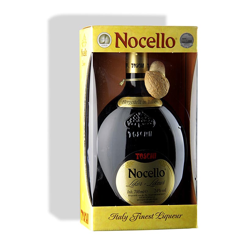 Nocello, minuman keras dengan aroma walnut dan harennut, Toschi, 24% vol. - 700ml - Botol