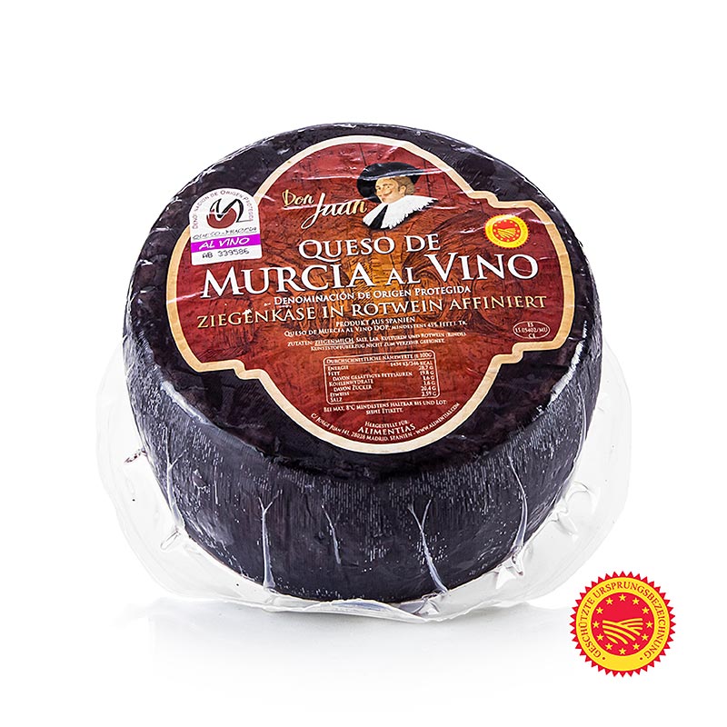 Murcia al Vino Queso DO - 100 % vuohenjuustoa punaviinin kuoressa - noin 2 kg - tyhjio
