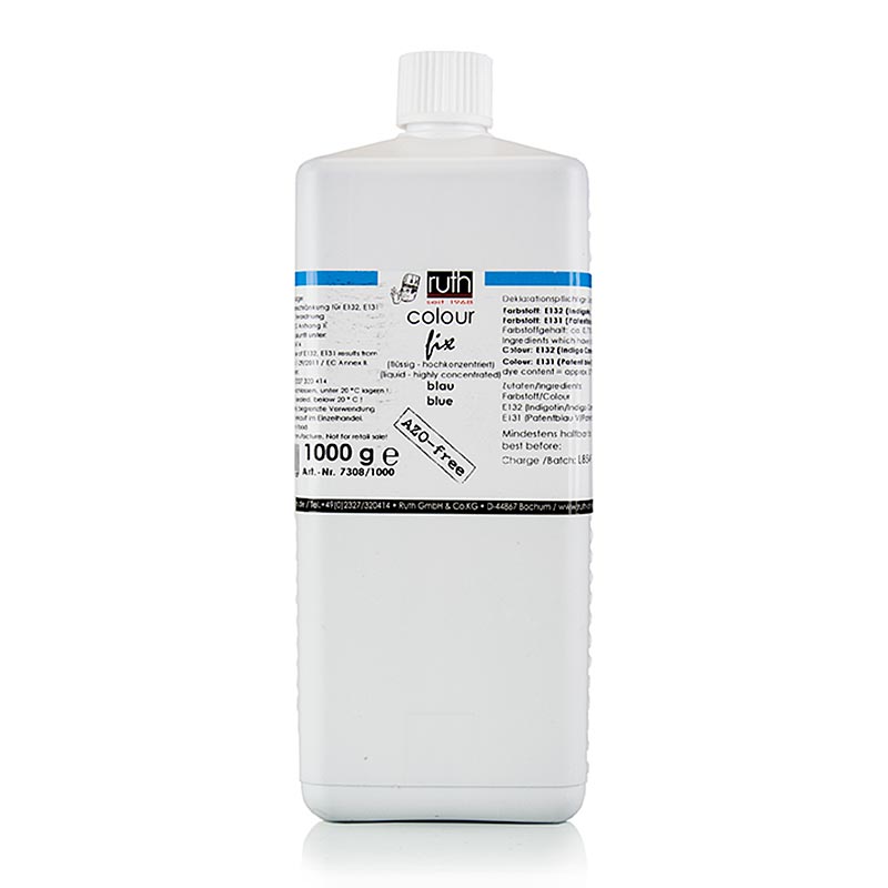 Colorante alimentare liquido, blu, 9808, Ruth - 1 kg - Bottiglia in polietilene