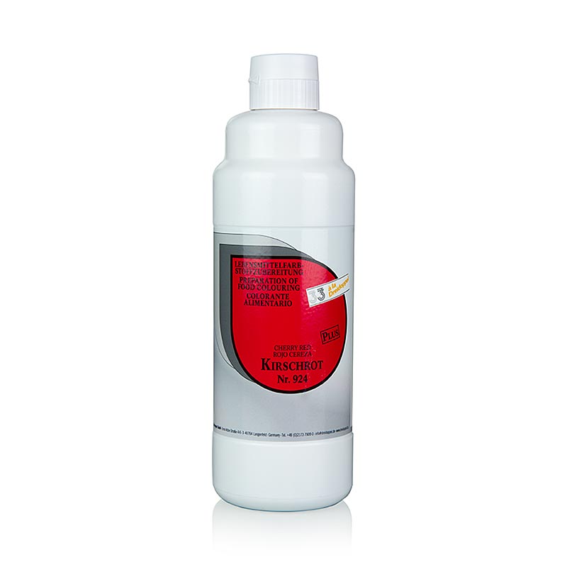 Colorante alimentare liquido, rosso ciliegia, 924, tre-doppi - 1 kg - Bottiglia in polietilene