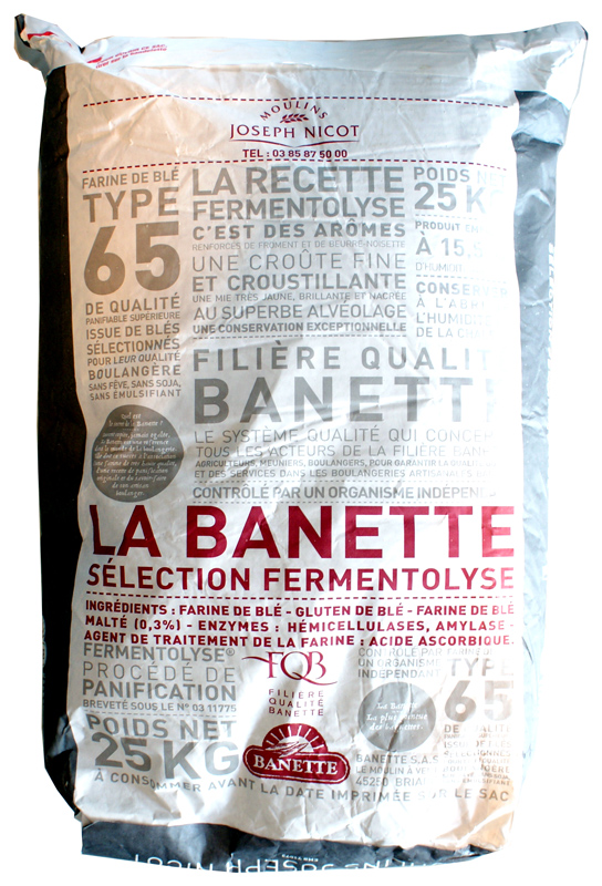 Harina tipo 65, harina de trigo, para pan, La Banette, Francia - 25 kilos - bolsa