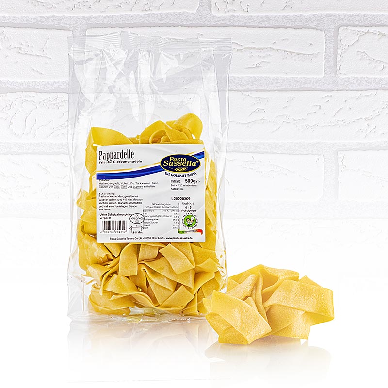 Pappardelle fresques amb ou, tagliatelles, 20mm, Pasta Sassella - 500 g - bossa