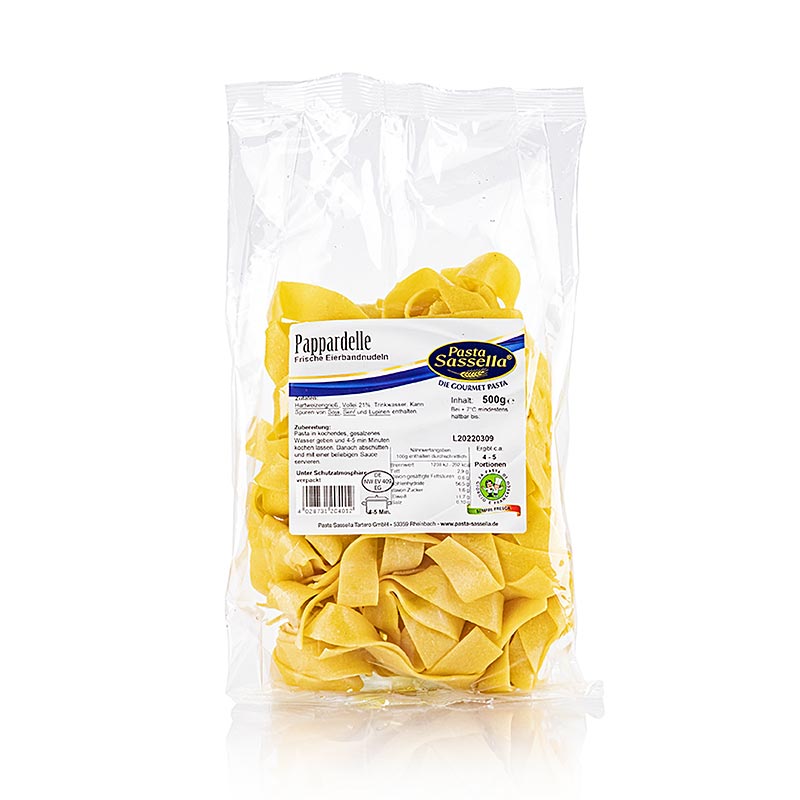 Pappardelle fresques amb ou, tagliatelles, 20mm, Pasta Sassella - 500 g - bossa