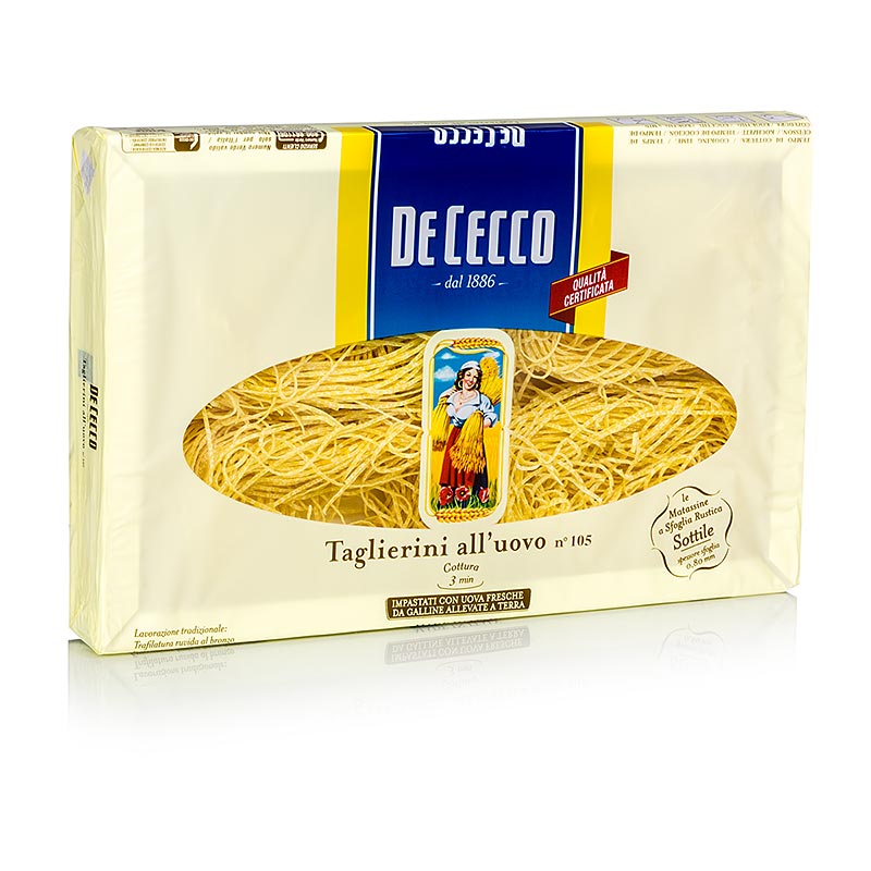 De Cecco Taglierini con huevo, No.105 - 250 gramos - caja