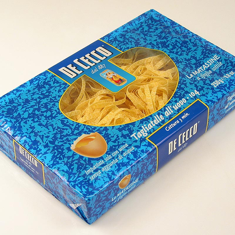 De Cecco Tagliatelle all`uovo, Nr.104 - 3 kg, 12 confezioni da 250 g - Cartone