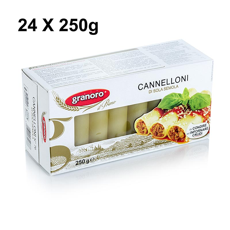 Granoro Cannelloni, perafersisht 25 rrotulla / pako, Nr.76 - 6 kg, 24 x 250 g - Karton