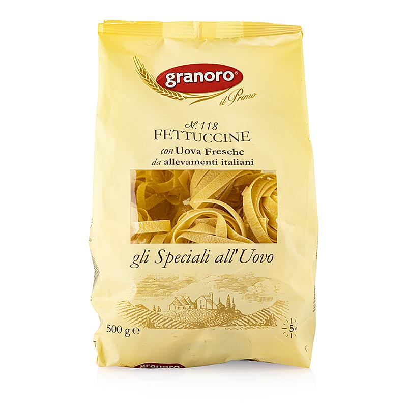 Granoro Fettuccine con huevo, nidos de fideos de cinta ancha, No.118 - 500g - Cartulina