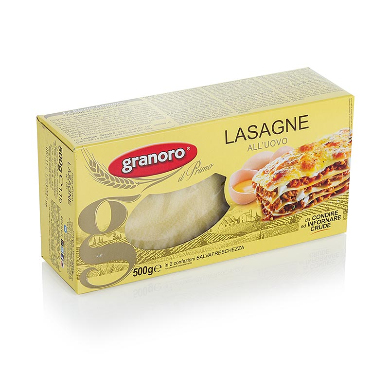 Lasanha granoro com ovo, 82 x 60 x 1mm, No.120 - 500g - Bolsa