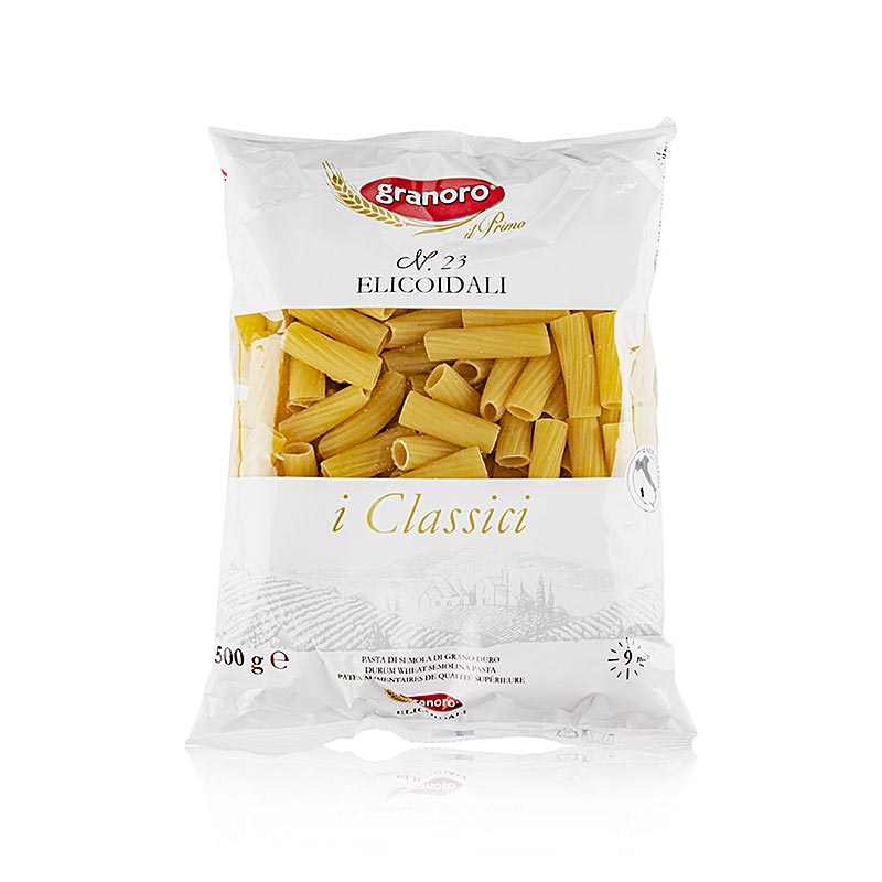 Granoro Rigatoni / Elicoidali, tubi corti, No.23 - 12 kg, 24 confezioni da 500 g - Cartone